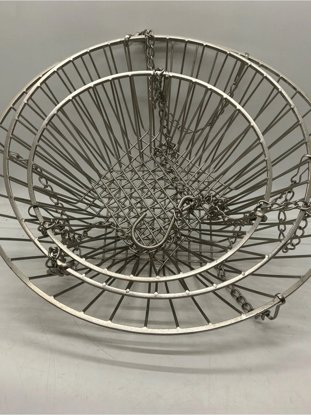 Hanging Sliver Wire Basket Cottagecore Farmhouse Kitchen Storage-Three Tiered